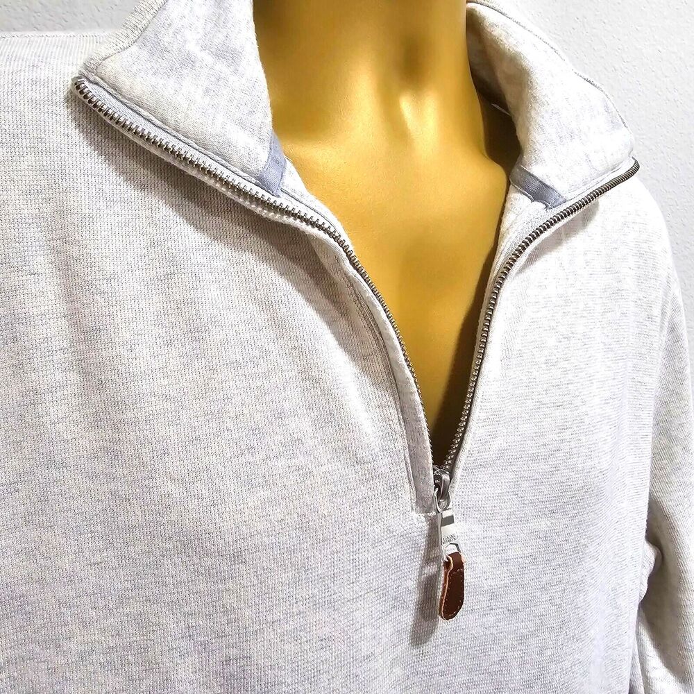 Banana Republic 100% Cotton Gray 1/4 Zip Knit Pullover Mens Sz XL Classic Preppy